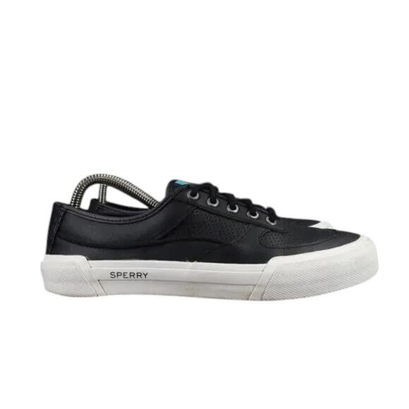 Sperry Shoes Womens 8 Sneakers Athletic Casual Soletide Leather Black Lace Up - Picture 1 of 12